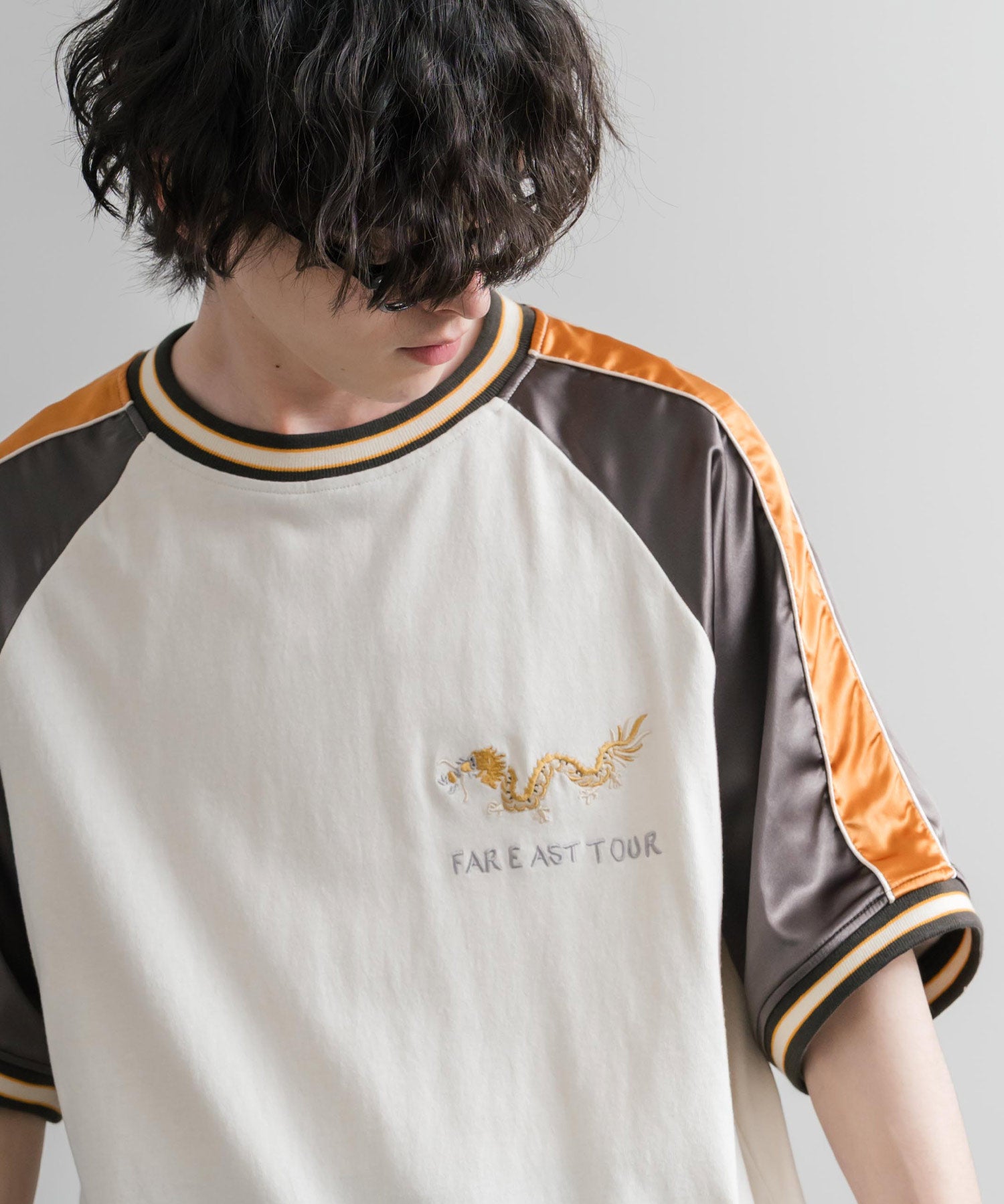 KRIFF MAYER クリフメイヤー スーベニア龍刺繍スカジャンTシャツ/リブラインラグランカットソー 2547202 15867