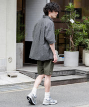LOGOS 撥水ナイロンワッシャーロゴ刺繍ワイドショートパンツ 15868