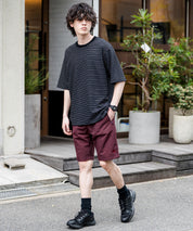 LOGOS 撥水ナイロンワッシャーロゴ刺繍ワイドショートパンツ 15868