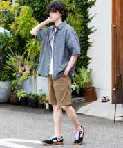 LOGOS 20×20ツイルロゴ刺繍イージーワイドショートパンツ 15869