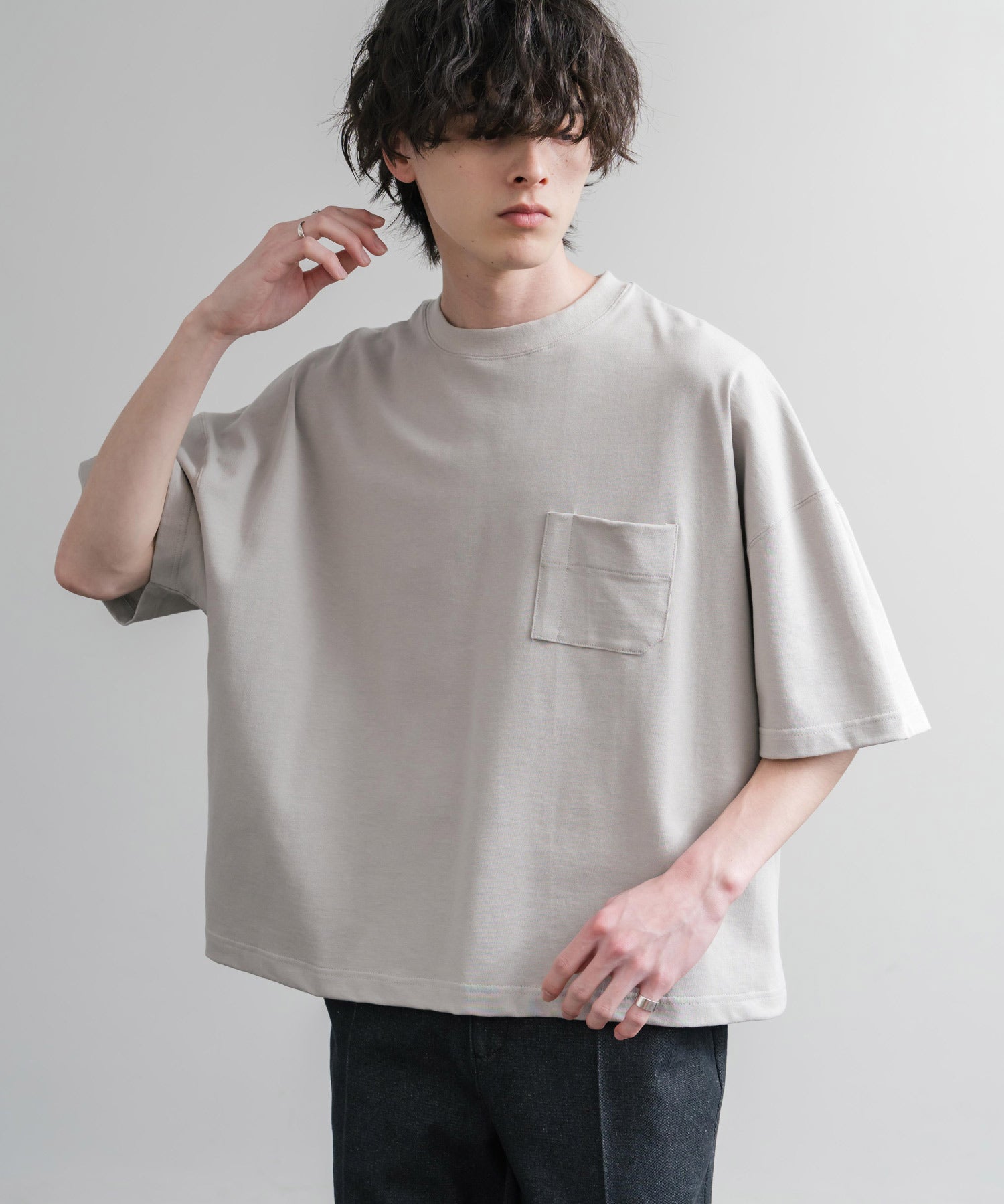 Upscape Audience 日本製/国産VORTEX 8オンスMVS天竺グラスポケット付きハーフスリーブクロップドTシャツ AUD6654 15873