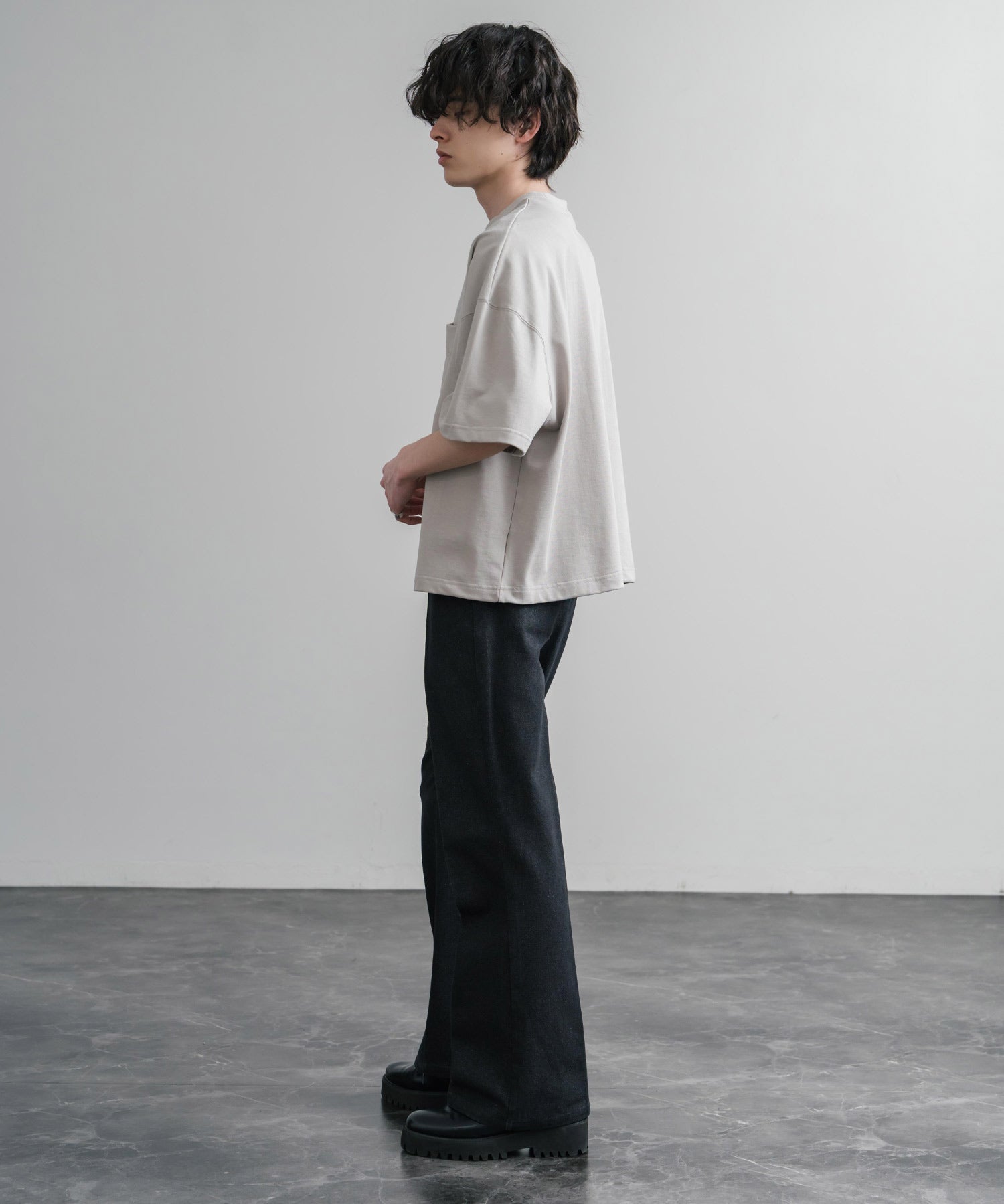 Upscape Audience 日本製/国産VORTEX 8オンスMVS天竺グラスポケット付きハーフスリーブクロップドTシャツ AUD6654 15873
