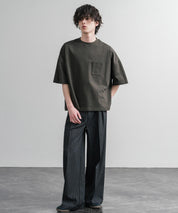 Upscape Audience 日本製/国産VORTEX 8オンスMVS天竺グラスポケット付きハーフスリーブクロップドTシャツ AUD6654 15873