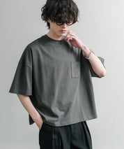 Upscape Audience 日本製/国産VORTEX 8オンスMVS天竺グラスポケット付きハーフスリーブクロップドTシャツ AUD6654 15873
