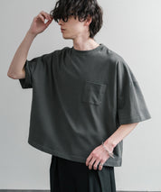 Upscape Audience 日本製/国産VORTEX 8オンスMVS天竺グラスポケット付きハーフスリーブクロップドTシャツ AUD6654 15873