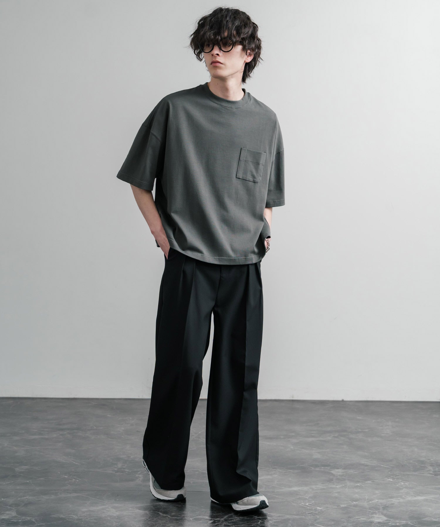 Upscape Audience 日本製/国産VORTEX 8オンスMVS天竺グラスポケット付きハーフスリーブクロップドTシャツ AUD6654 15873