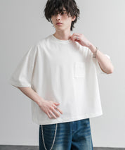 Upscape Audience 日本製/国産VORTEX 8オンスMVS天竺グラスポケット付きハーフスリーブクロップドTシャツ AUD6654 15873