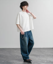 Upscape Audience 日本製/国産VORTEX 8オンスMVS天竺グラスポケット付きハーフスリーブクロップドTシャツ AUD6654 15873