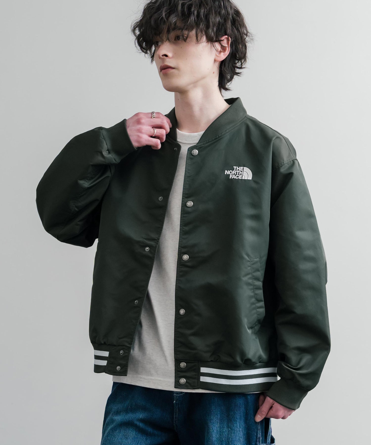 THE NORTH FACE ザ・ノースフェイス M'S BRETON JACKET ワンポイントロゴ刺繍スタジャン/ナイロンジャケット 15886