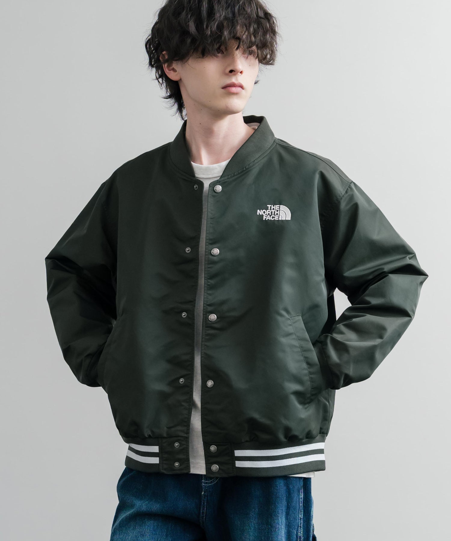 THE NORTH FACE ザ・ノースフェイス M'S BRETON JACKET ワンポイントロゴ刺繍スタジャン/ナイロンジャケット 15886