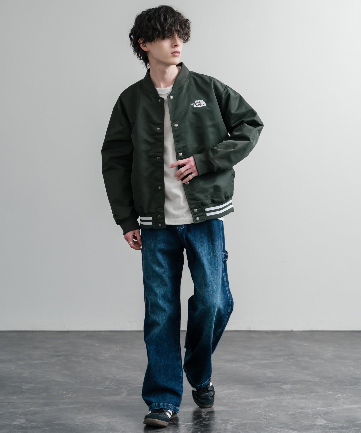 THE NORTH FACE ザ・ノースフェイス M'S BRETON JACKET ワンポイントロゴ刺繍スタジャン/ナイロンジャケット 15886