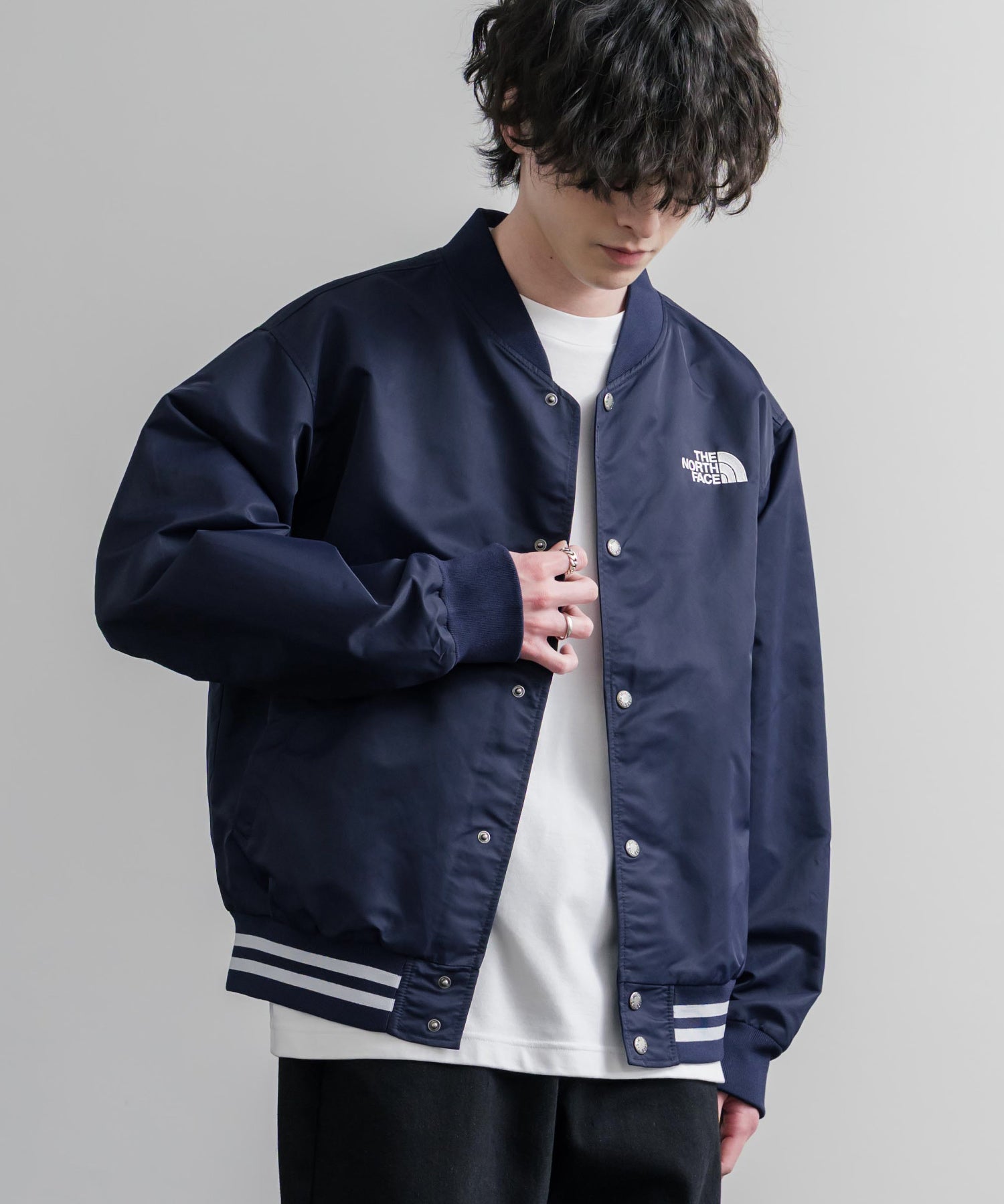 THE NORTH FACE ザ・ノースフェイス M'S BRETON JACKET ワンポイントロゴ刺繍スタジャン/ナイロンジャケット 15886