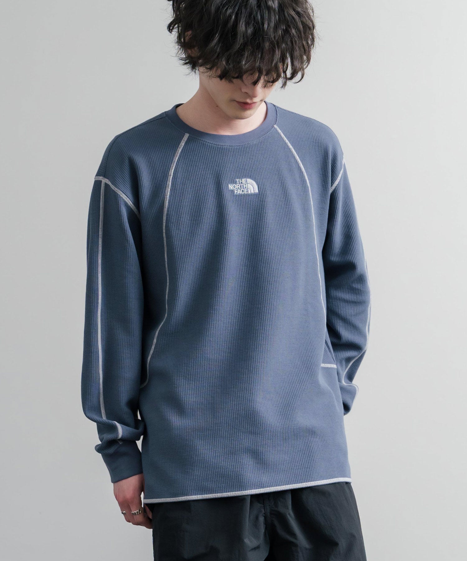 THE NORTH FACE ザ・ノースフェイス M'S SERRA L/S R/TEE ワンポイントロゴ刺繍ワッフル長袖Tシャツ 15889