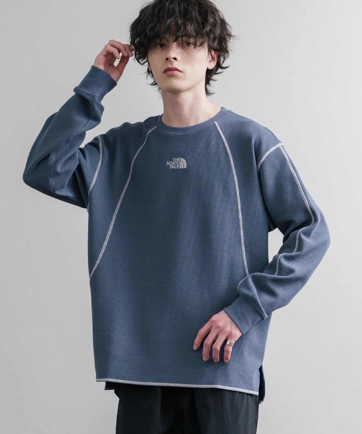 THE NORTH FACE ザ・ノースフェイス M'S SERRA L/S R/TEE ワンポイントロゴ刺繍ワッフル長袖Tシャツ 15889