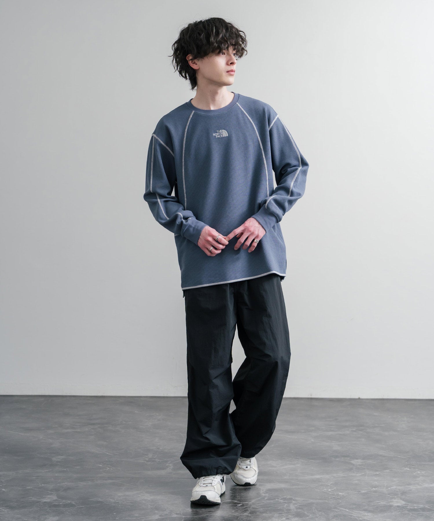 THE NORTH FACE ザ・ノースフェイス M'S SERRA L/S R/TEE ワンポイントロゴ刺繍ワッフル長袖Tシャツ 15889