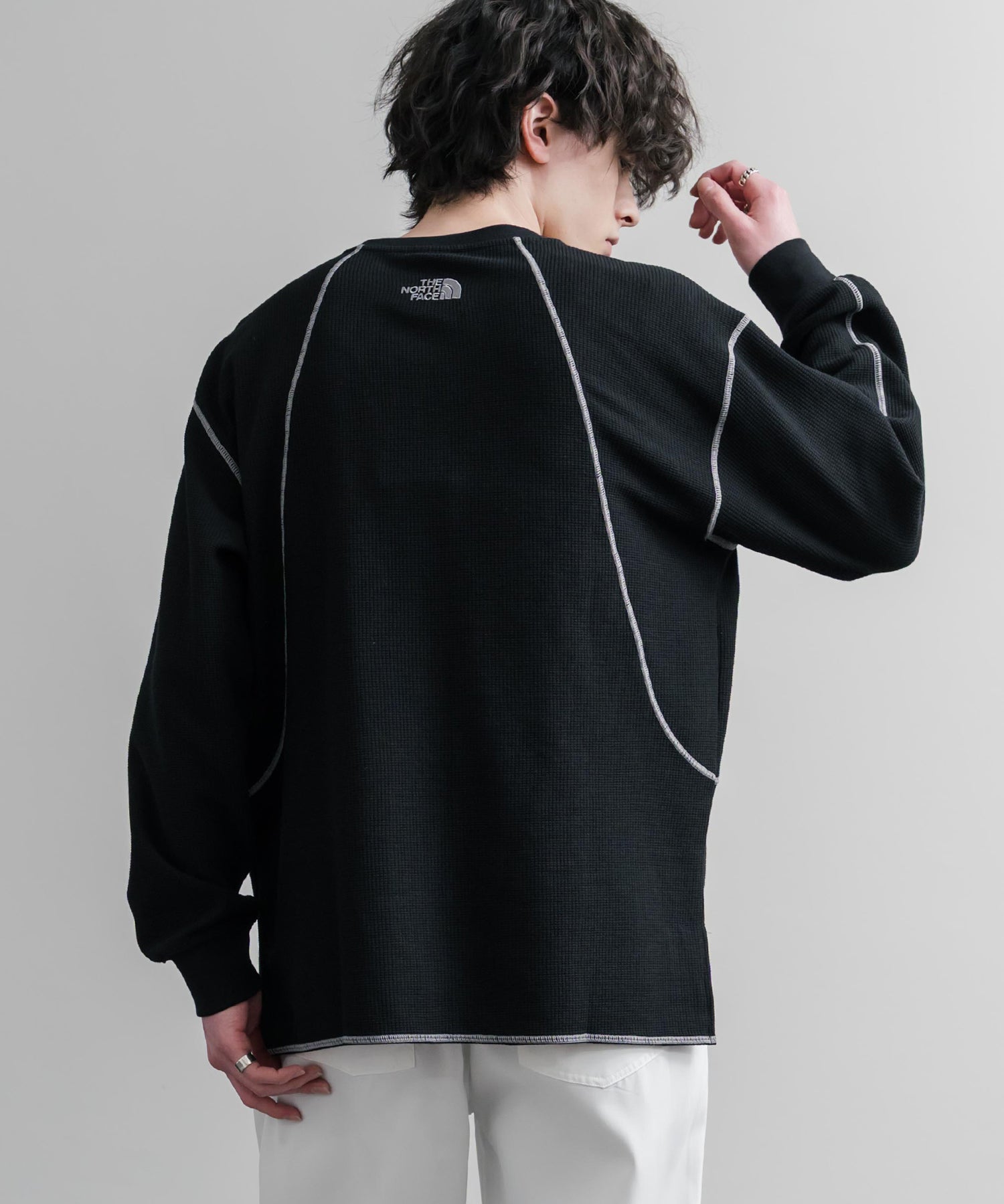 THE NORTH FACE ザ・ノースフェイス M'S SERRA L/S R/TEE ワンポイントロゴ刺繍ワッフル長袖Tシャツ 15889