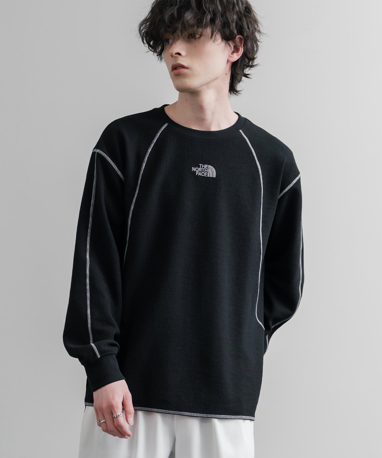 THE NORTH FACE ザ・ノースフェイス M'S SERRA L/S R/TEE ワンポイントロゴ刺繍ワッフル長袖Tシャツ 15889