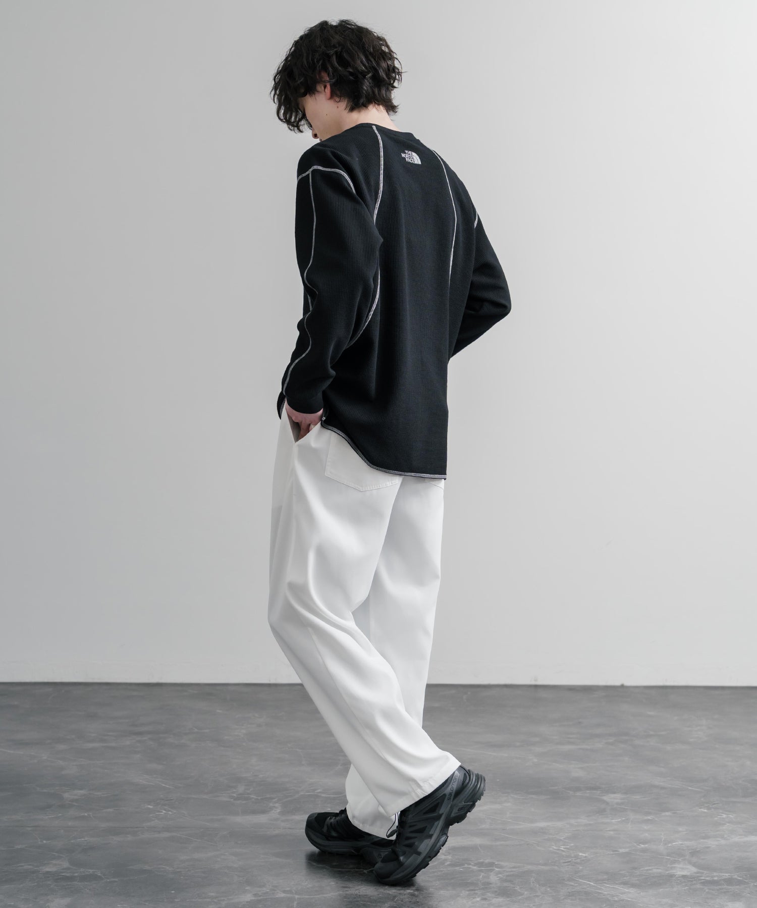 THE NORTH FACE ザ・ノースフェイス M'S SERRA L/S R/TEE ワンポイントロゴ刺繍ワッフル長袖Tシャツ 15889