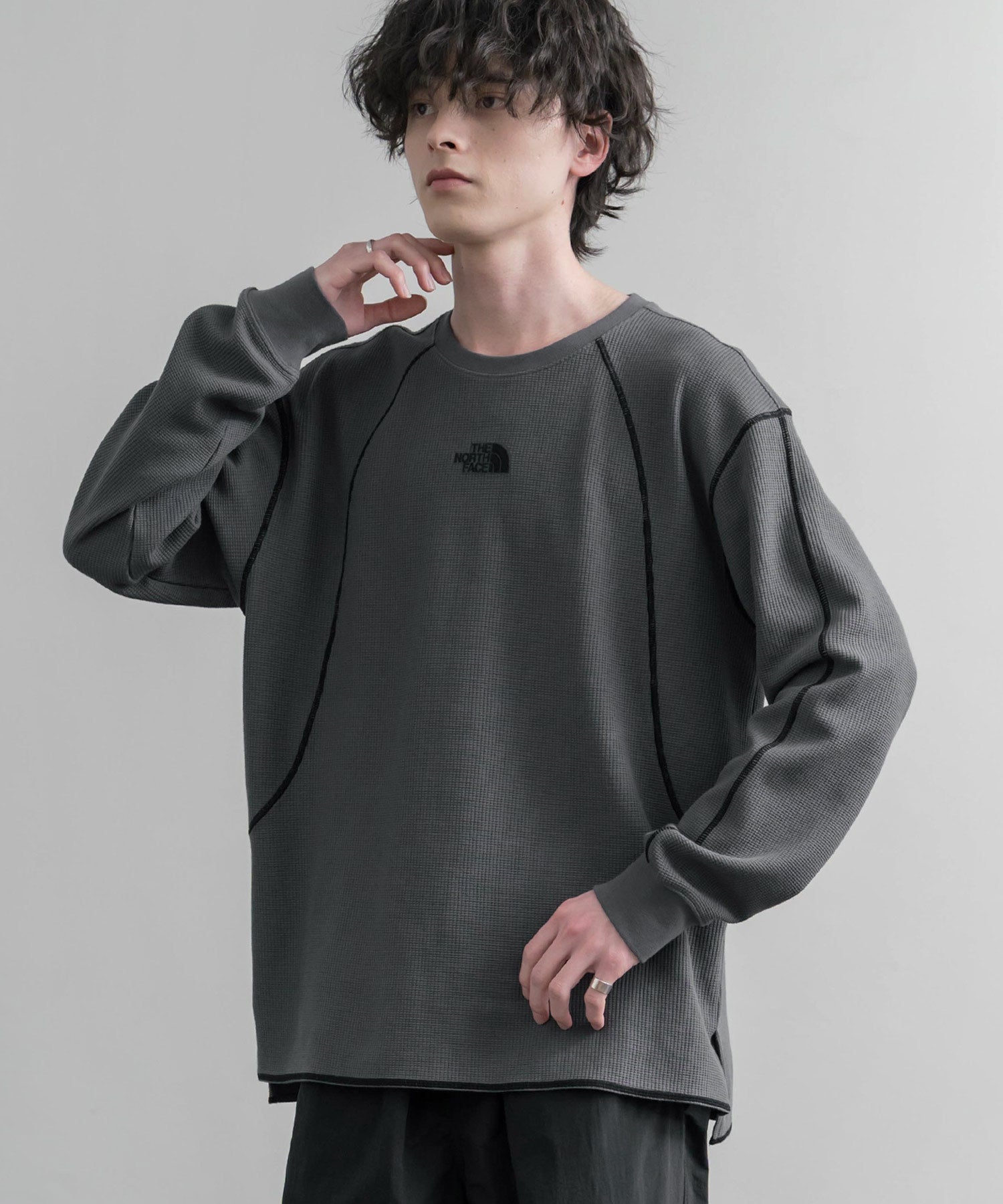 THE NORTH FACE ザ・ノースフェイス M'S SERRA L/S R/TEE ワンポイントロゴ刺繍ワッフル長袖Tシャツ 15889