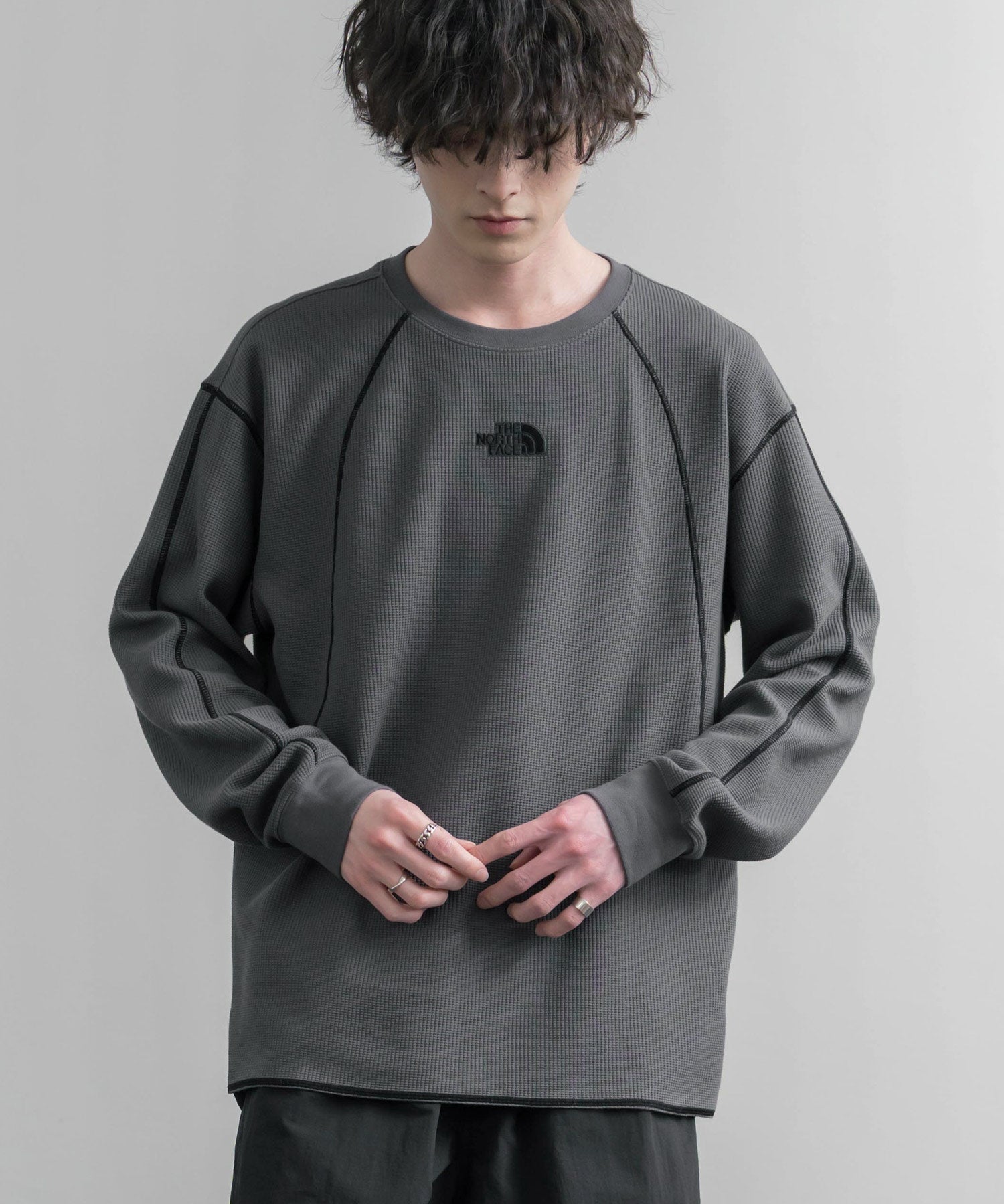 THE NORTH FACE ザ・ノースフェイス M'S SERRA L/S R/TEE ワンポイントロゴ刺繍ワッフル長袖Tシャツ 15889