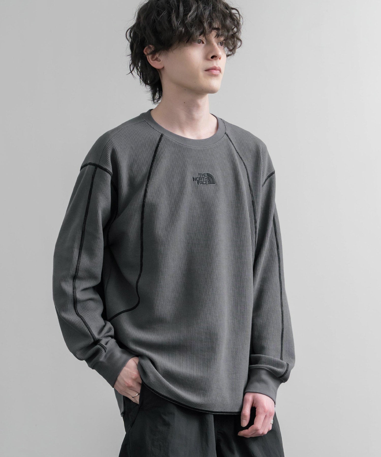 THE NORTH FACE ザ・ノースフェイス M'S SERRA L/S R/TEE ワンポイントロゴ刺繍ワッフル長袖Tシャツ 15889