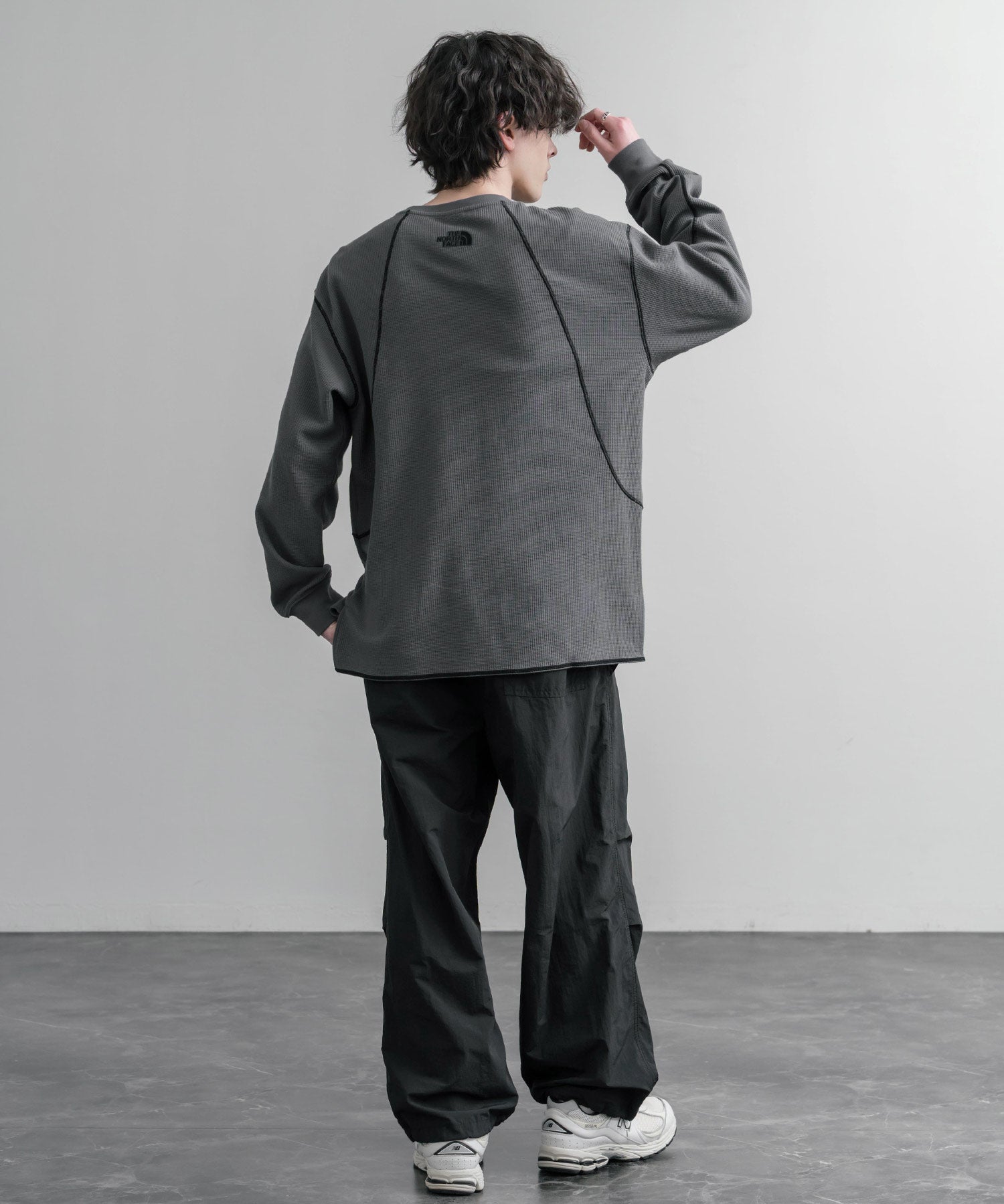 THE NORTH FACE ザ・ノースフェイス M'S SERRA L/S R/TEE ワンポイントロゴ刺繍ワッフル長袖Tシャツ 15889