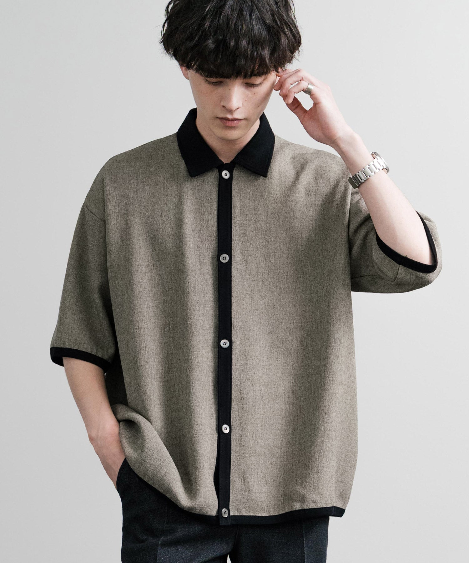 Upscape Audience アップスケープオーディエンス 日本製 国産 Naturemierリネンライクメランジツイルポロカーディガン AUD7321 15897