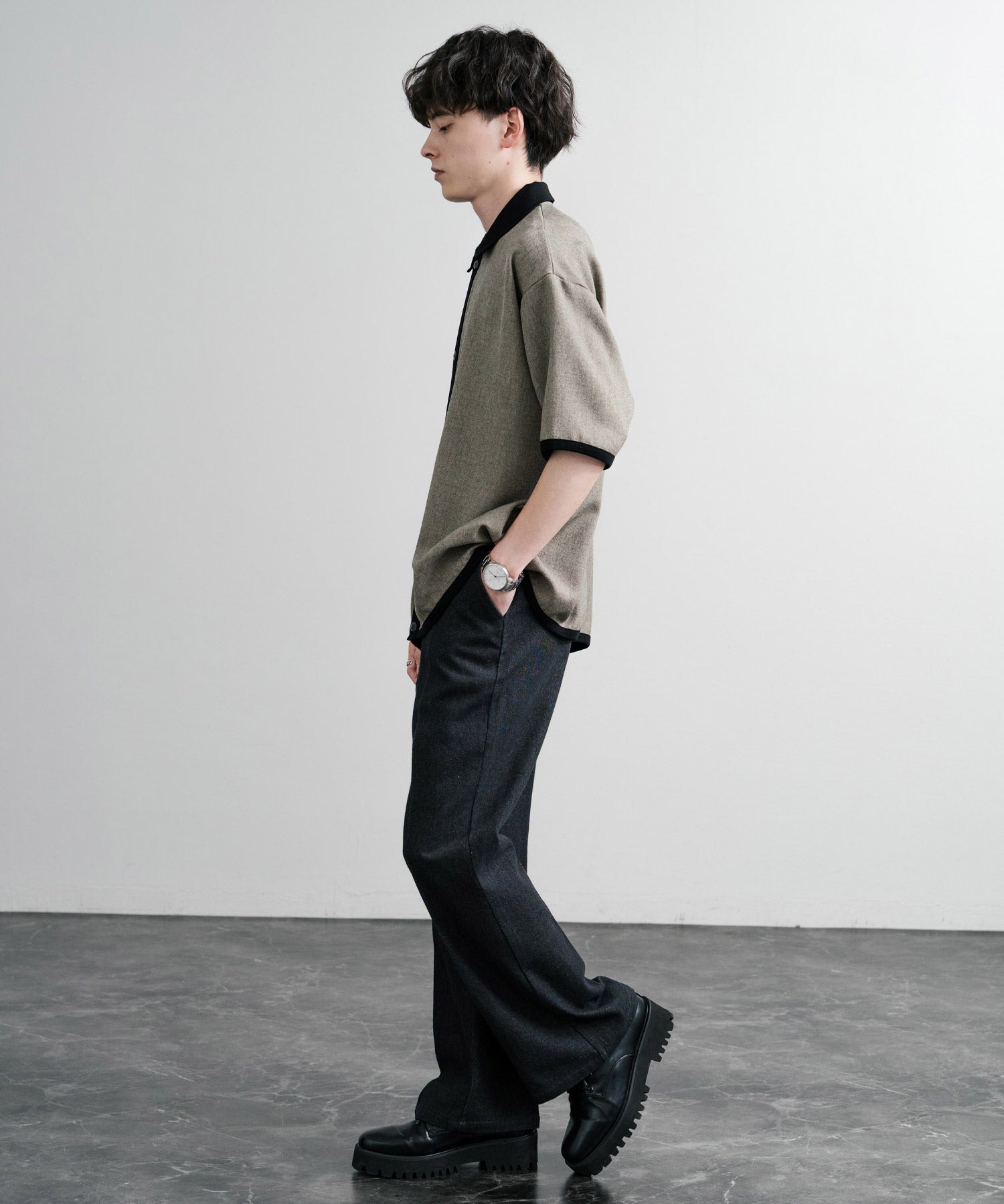 Upscape Audience アップスケープオーディエンス 日本製 国産 Naturemierリネンライクメランジツイルポロカーディガン AUD7321 15897