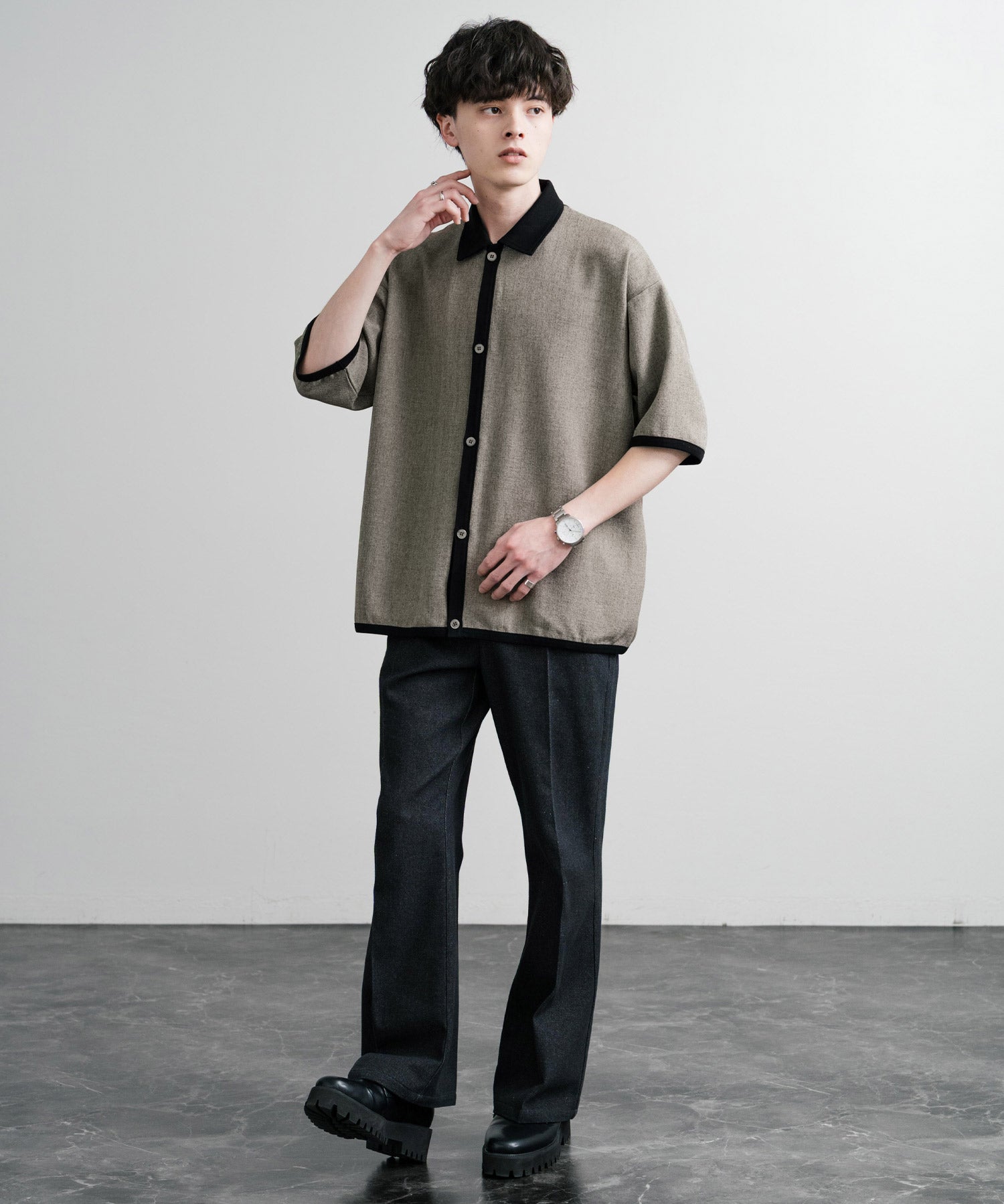 Upscape Audience アップスケープオーディエンス 日本製 国産 Naturemierリネンライクメランジツイルポロカーディガン AUD7321 15897