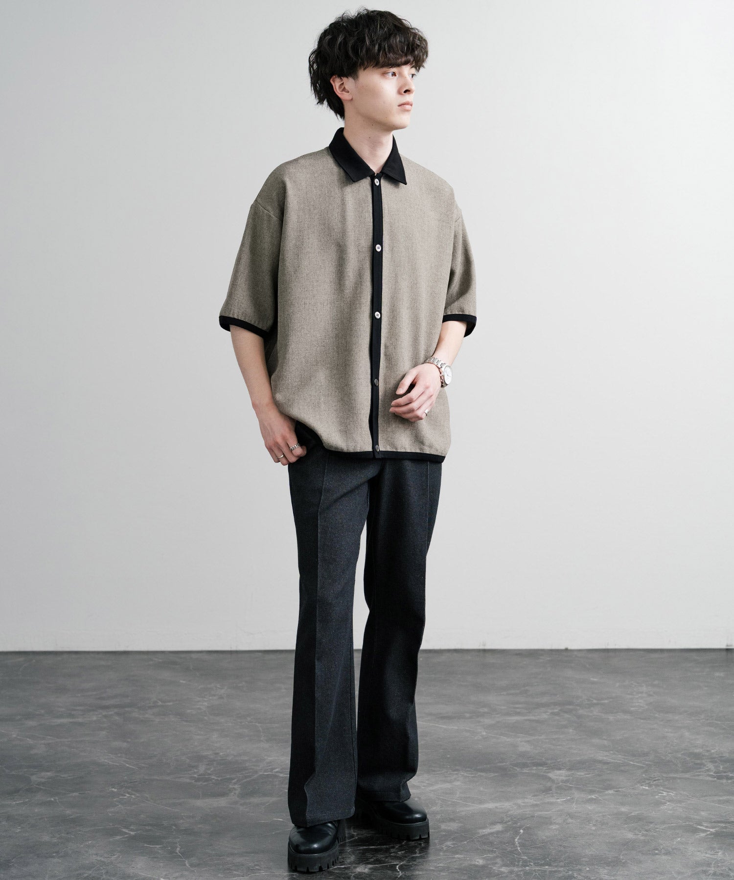 Upscape Audience アップスケープオーディエンス 日本製 国産 Naturemierリネンライクメランジツイルポロカーディガン AUD7321 15897