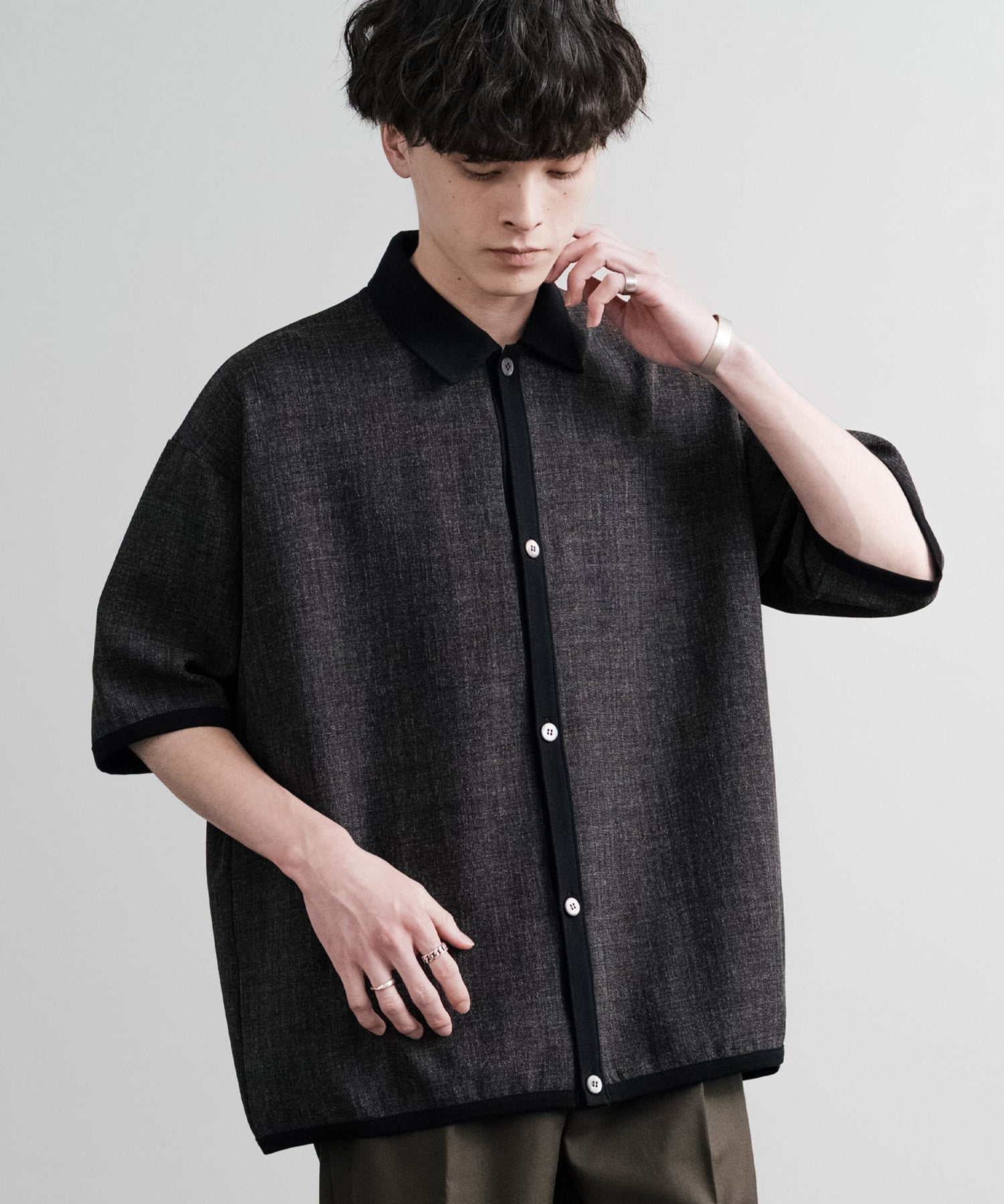 Upscape Audience アップスケープオーディエンス 日本製 国産 Naturemierリネンライクメランジツイルポロカーディガン AUD7321 15897