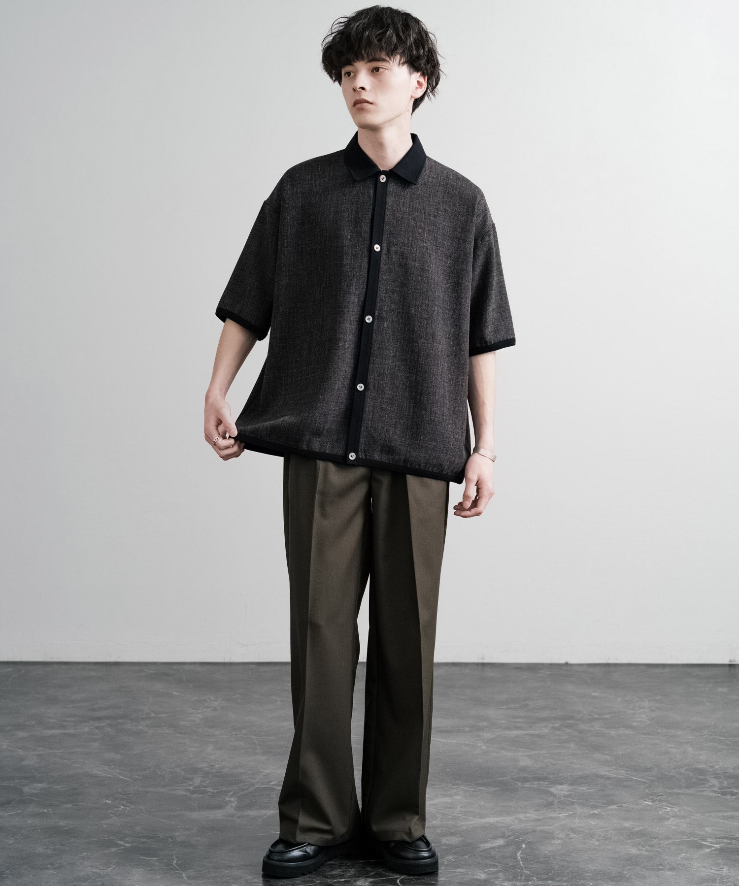 Upscape Audience アップスケープオーディエンス 日本製 国産 Naturemierリネンライクメランジツイルポロカーディガン AUD7321 15897