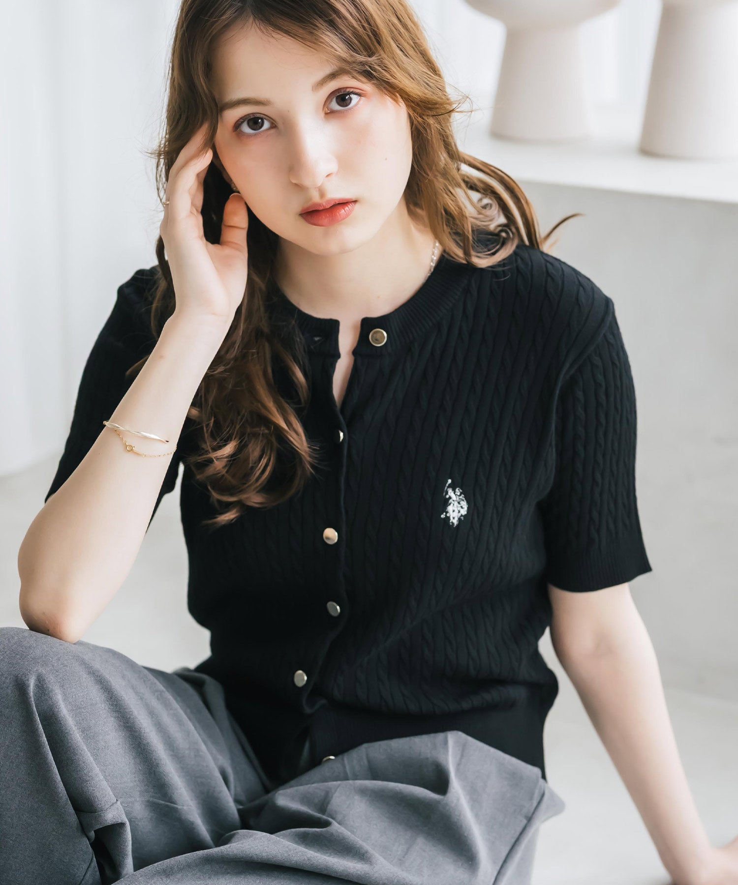 U.S. POLO ASSN. ユーエスポロアッスン W's ワンポイントロゴ刺繍
