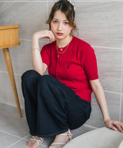 U.S. POLO ASSN. ユーエスポロアッスン W's ワンポイントロゴ刺繍ケーブル半袖カーディガン 無地/ボーダー 15899