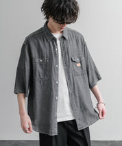 KRIFF MAYER オーバーサイズエアーライト5分袖デニムワークシャツ 2545103 15907