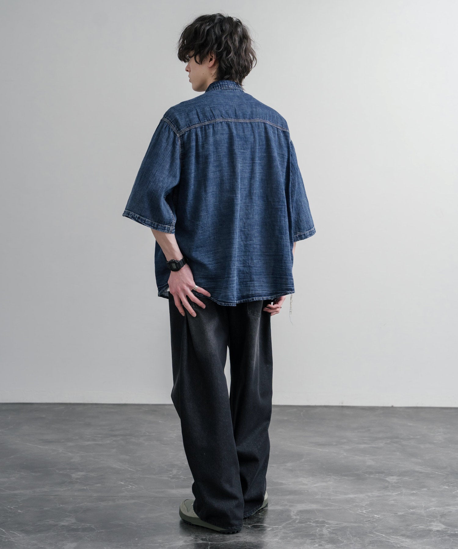 KRIFF MAYER オーバーサイズエアーライト5分袖デニムワークシャツ 2545103 15907