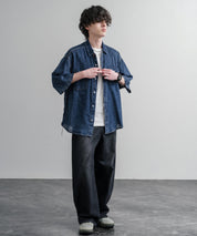 KRIFF MAYER オーバーサイズエアーライト5分袖デニムワークシャツ 2545103 15907