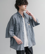 KRIFF MAYER オーバーサイズエアーライト5分袖デニムワークシャツ 2545103 15907
