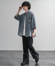 KRIFF MAYER オーバーサイズエアーライト5分袖デニムワークシャツ 2545103 15907