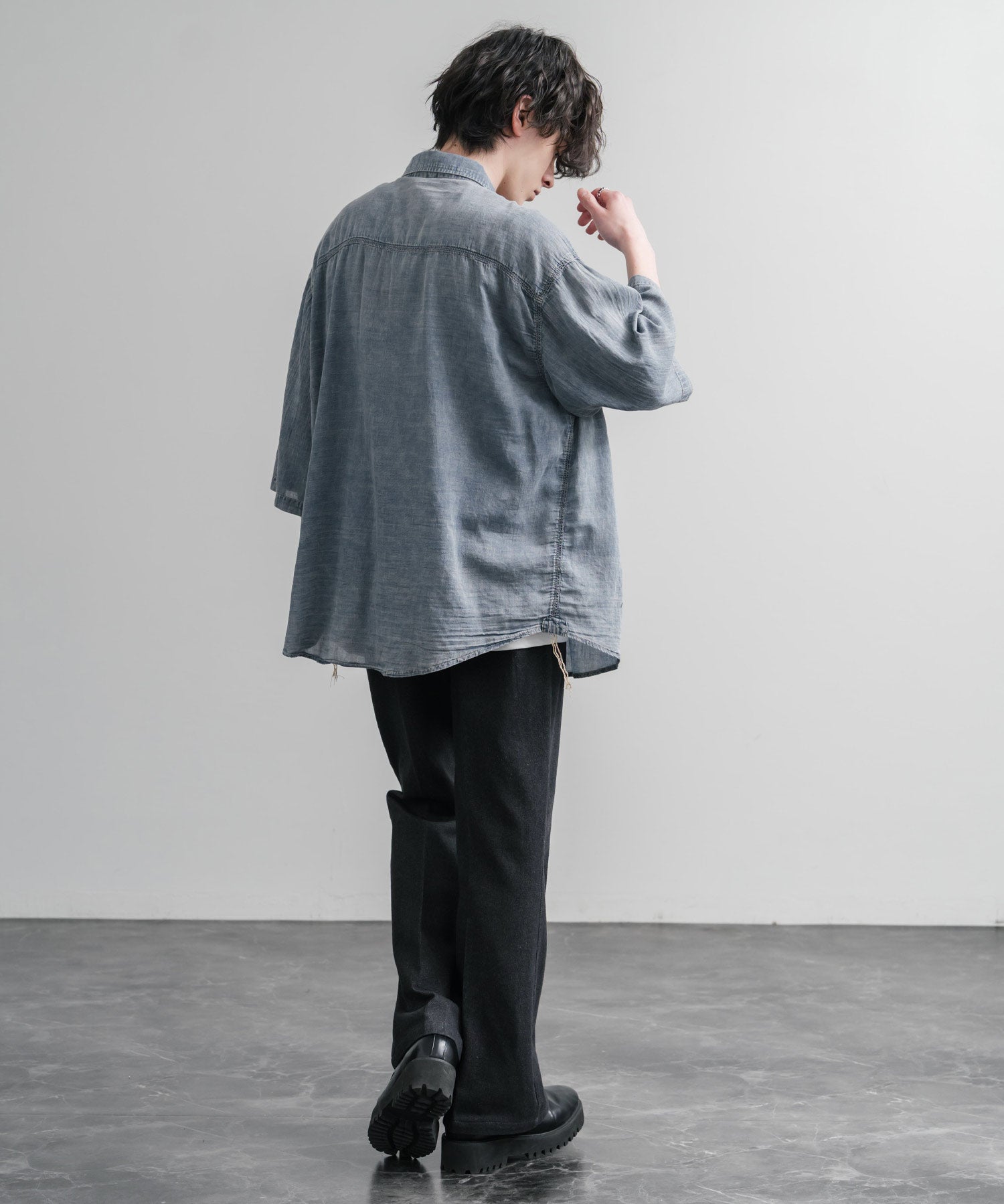 KRIFF MAYER オーバーサイズエアーライト5分袖デニムワークシャツ 2545103 15907