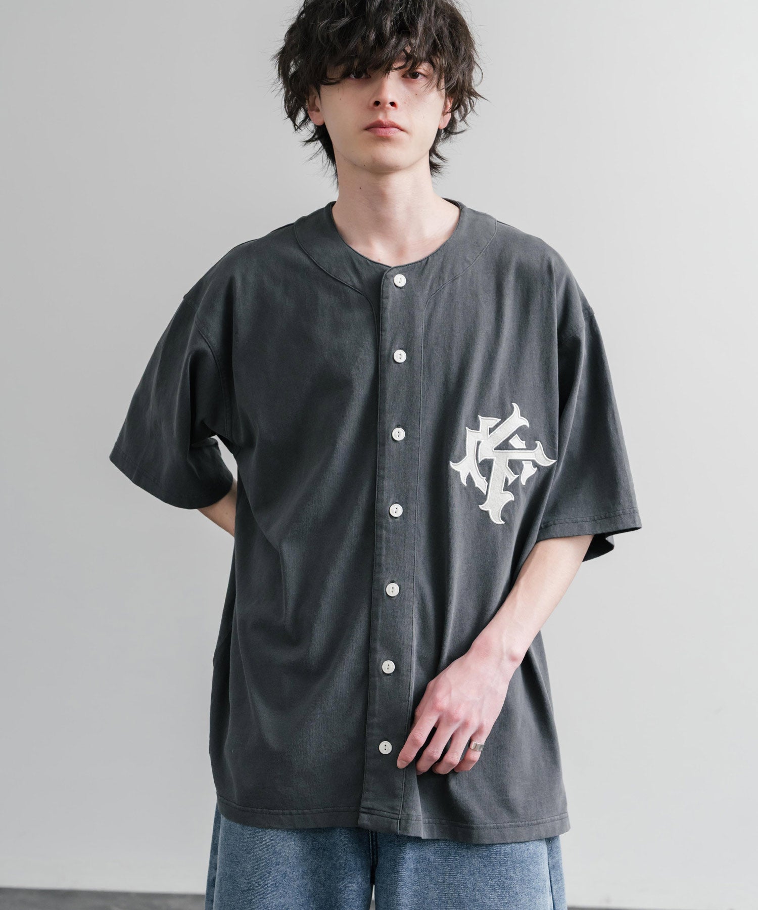 KRIFF MAYER クリフメイヤー ピグメント加工オーバーサイズベースボールシャツ 2547200 15908