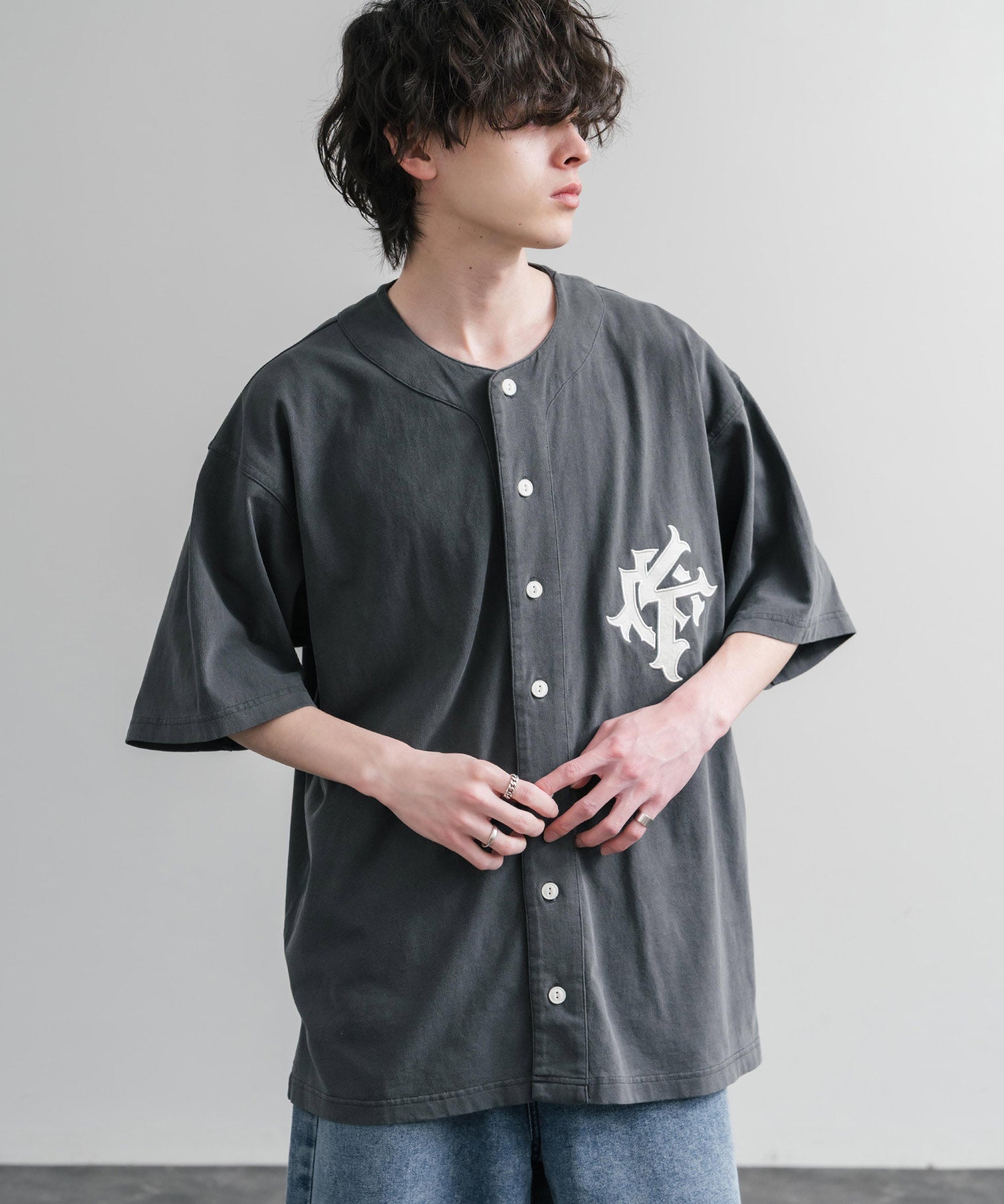 KRIFF MAYER クリフメイヤー ピグメント加工オーバーサイズベースボールシャツ 2547200 15908