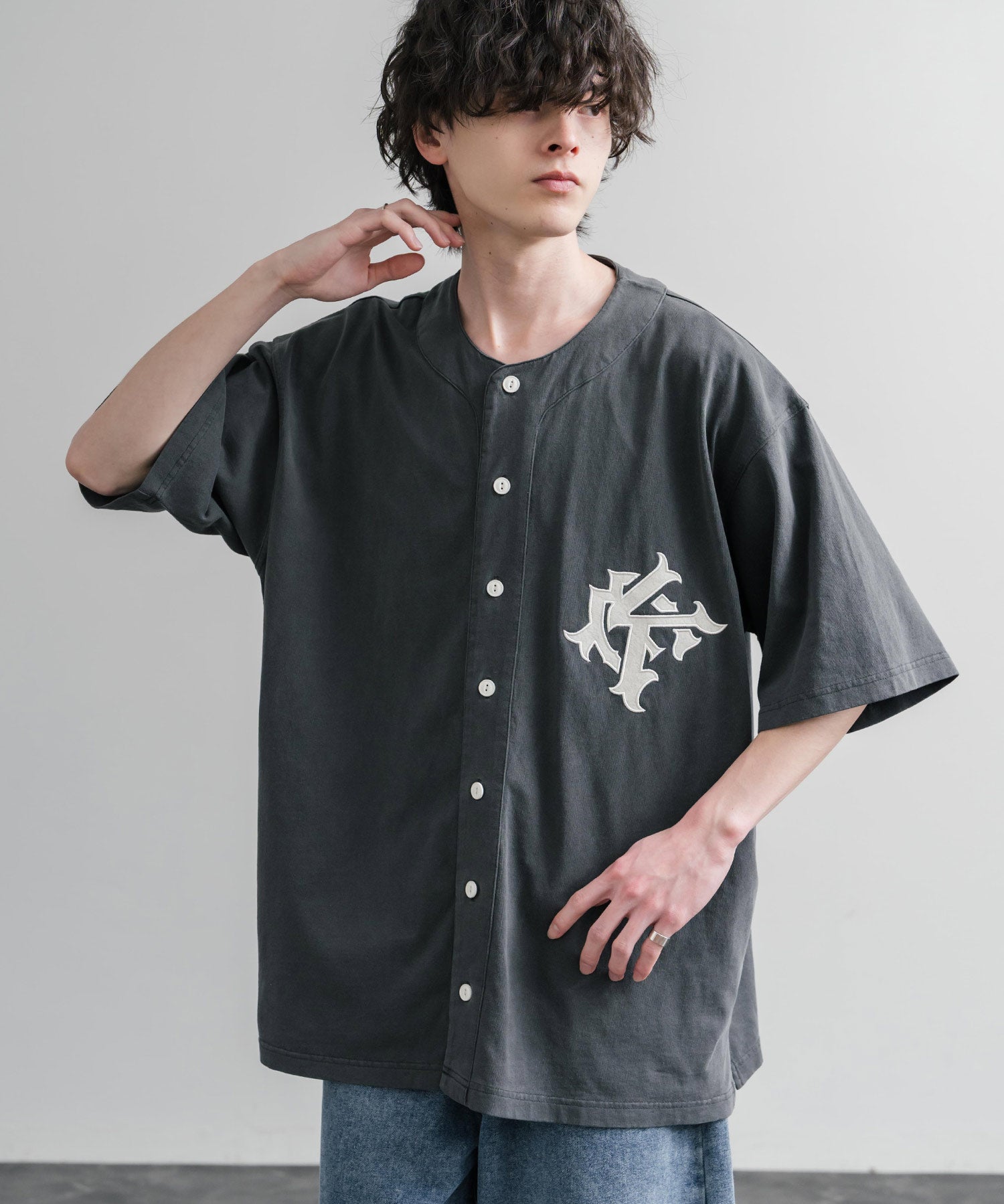 KRIFF MAYER クリフメイヤー ピグメント加工オーバーサイズベースボールシャツ 2547200 15908