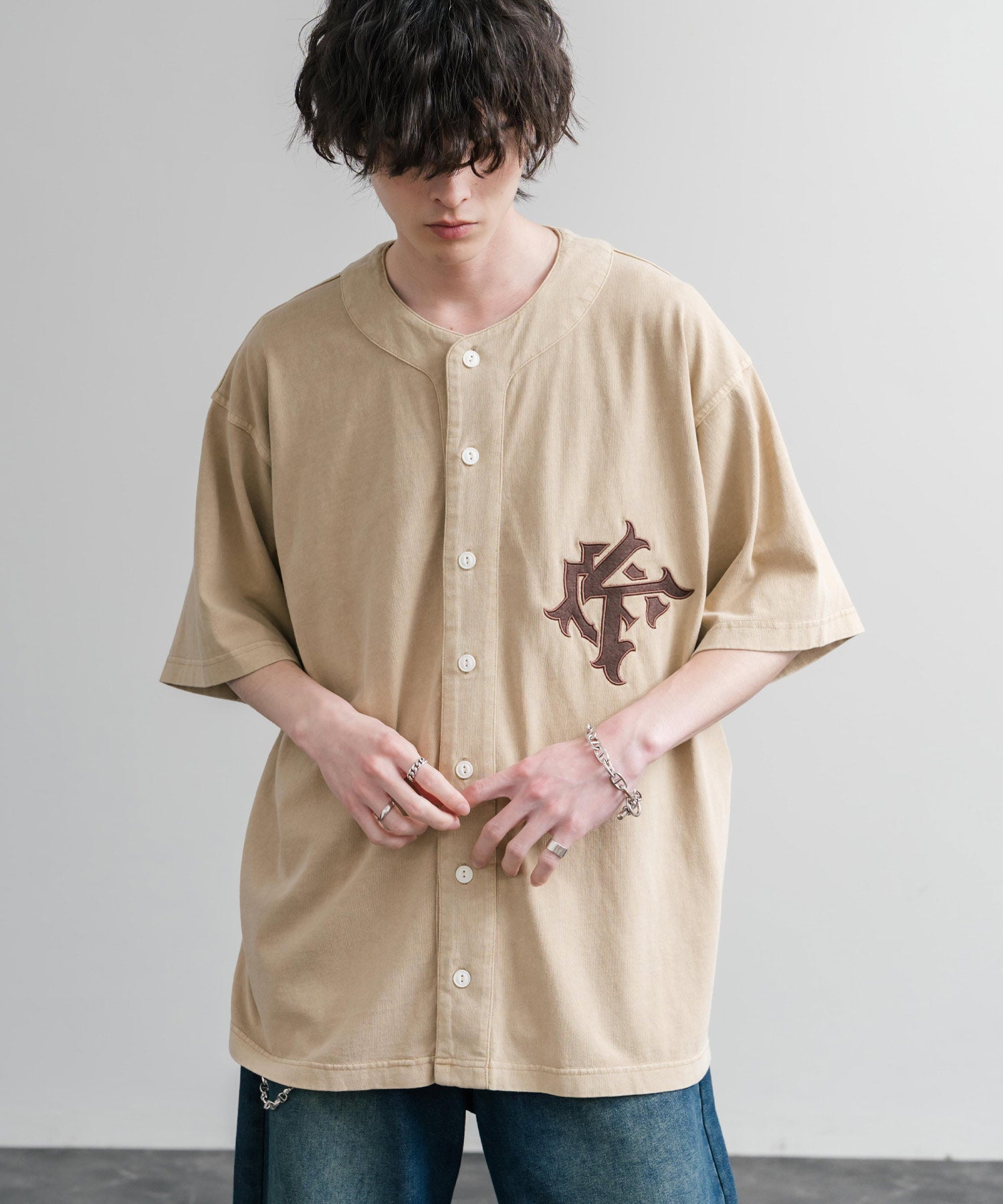 KRIFF MAYER クリフメイヤー ピグメント加工オーバーサイズベースボールシャツ 2547200 15908