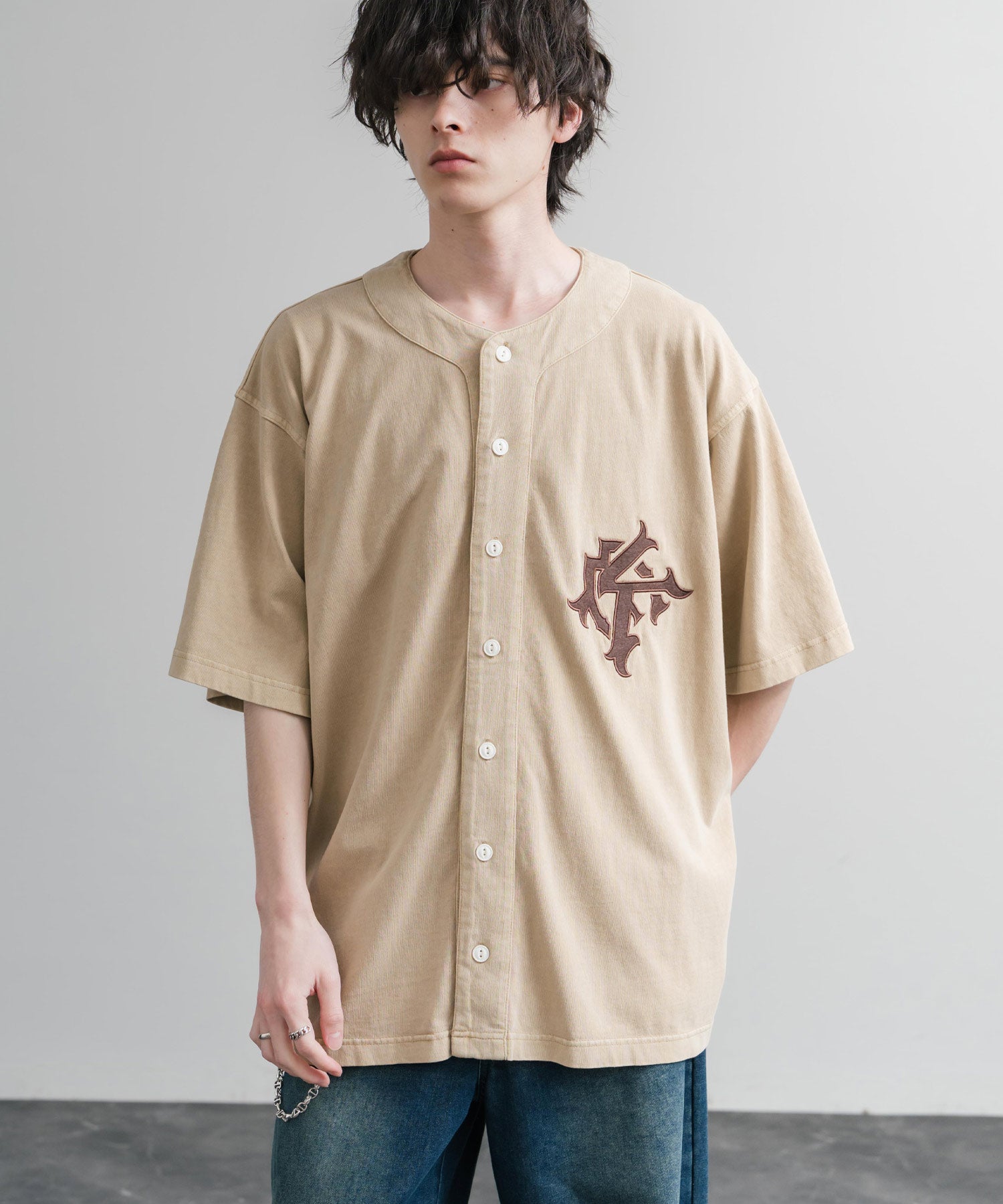 KRIFF MAYER クリフメイヤー ピグメント加工オーバーサイズベースボールシャツ 2547200 15908