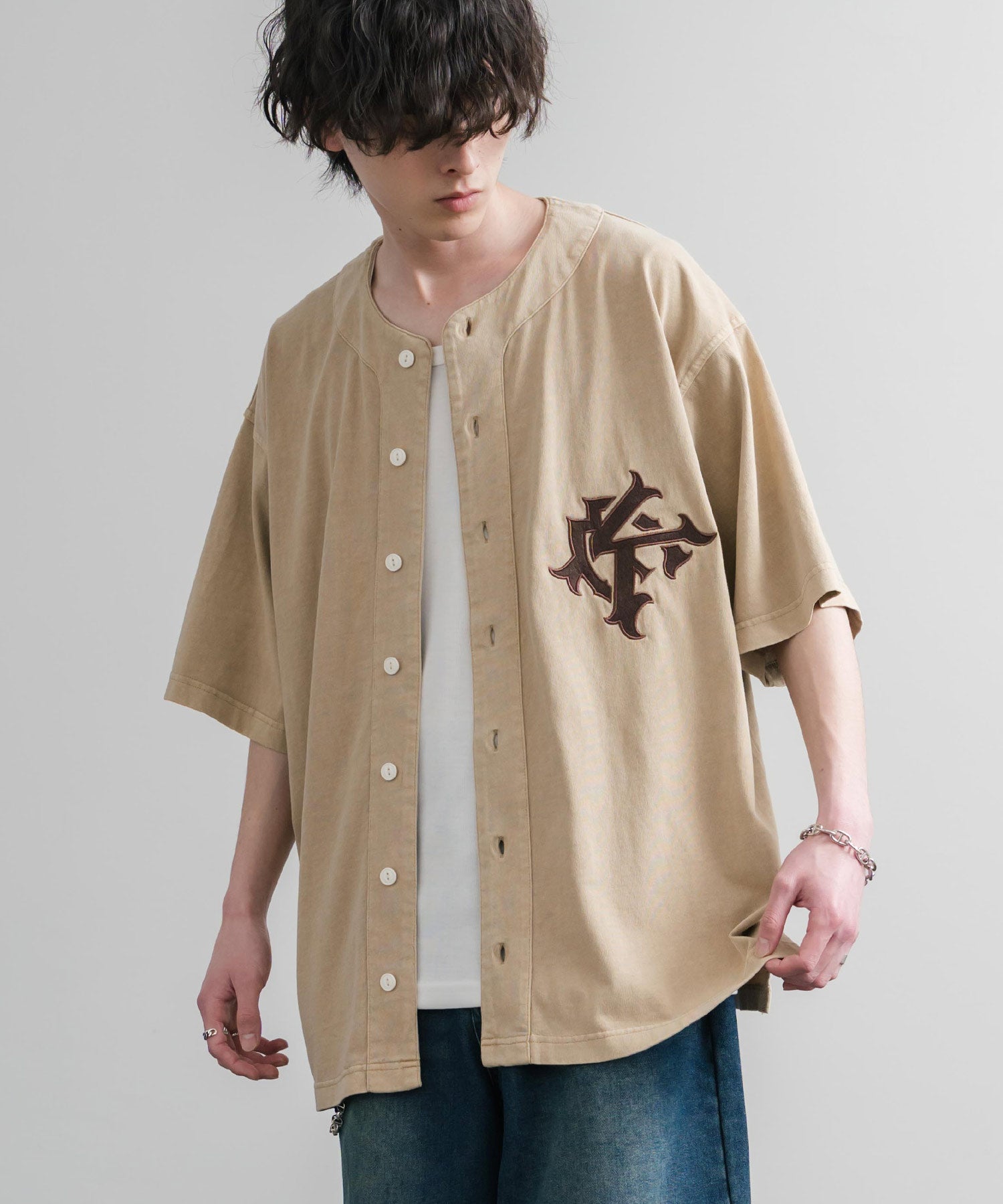 KRIFF MAYER クリフメイヤー ピグメント加工オーバーサイズベースボールシャツ 2547200 15908