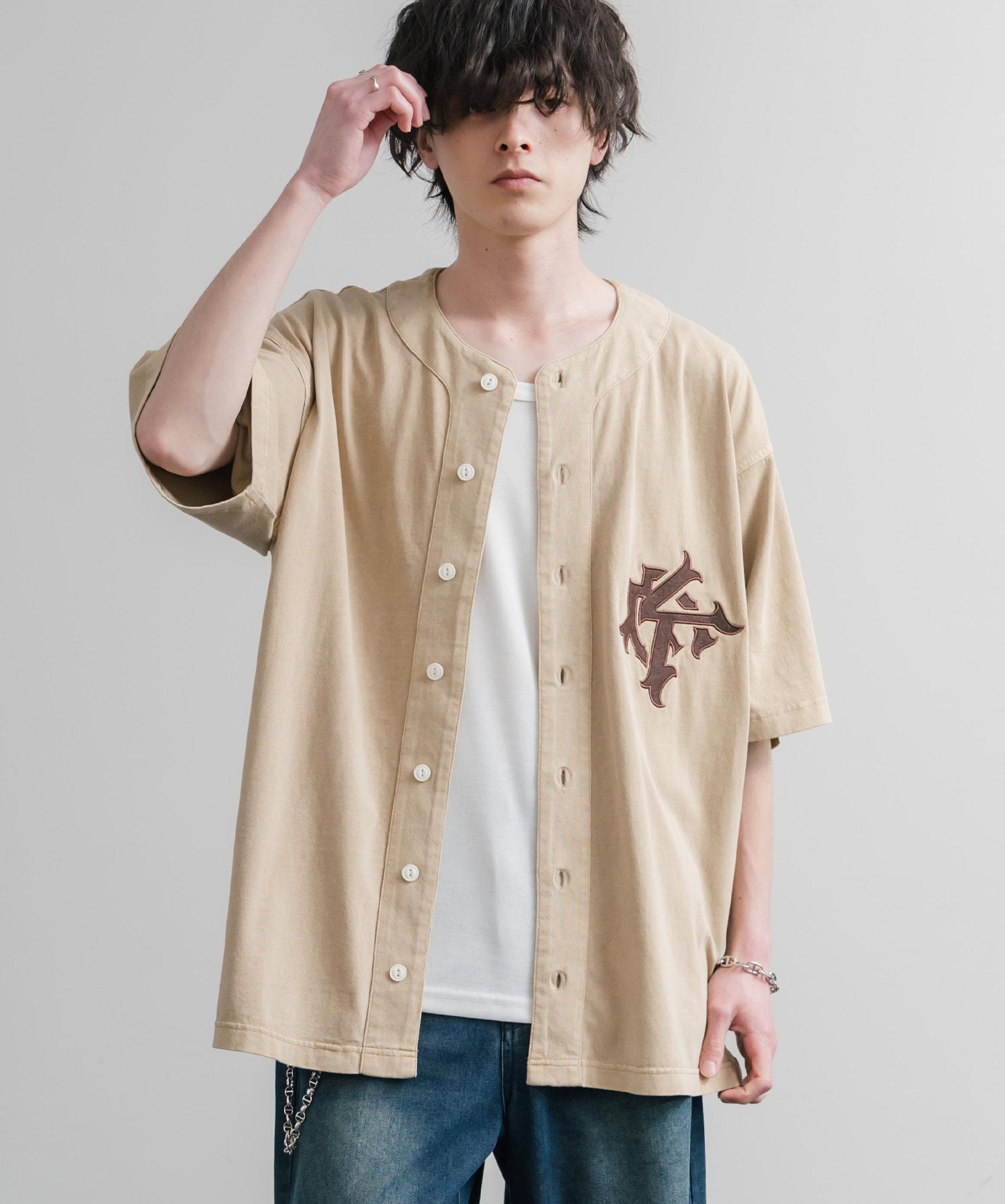 KRIFF MAYER クリフメイヤー ピグメント加工オーバーサイズベースボールシャツ 2547200 15908