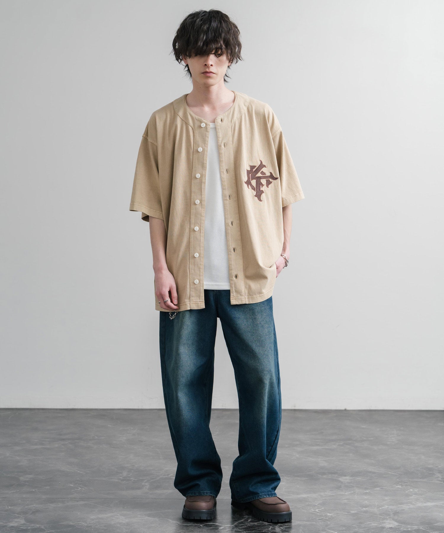 KRIFF MAYER クリフメイヤー ピグメント加工オーバーサイズベースボールシャツ 2547200 15908