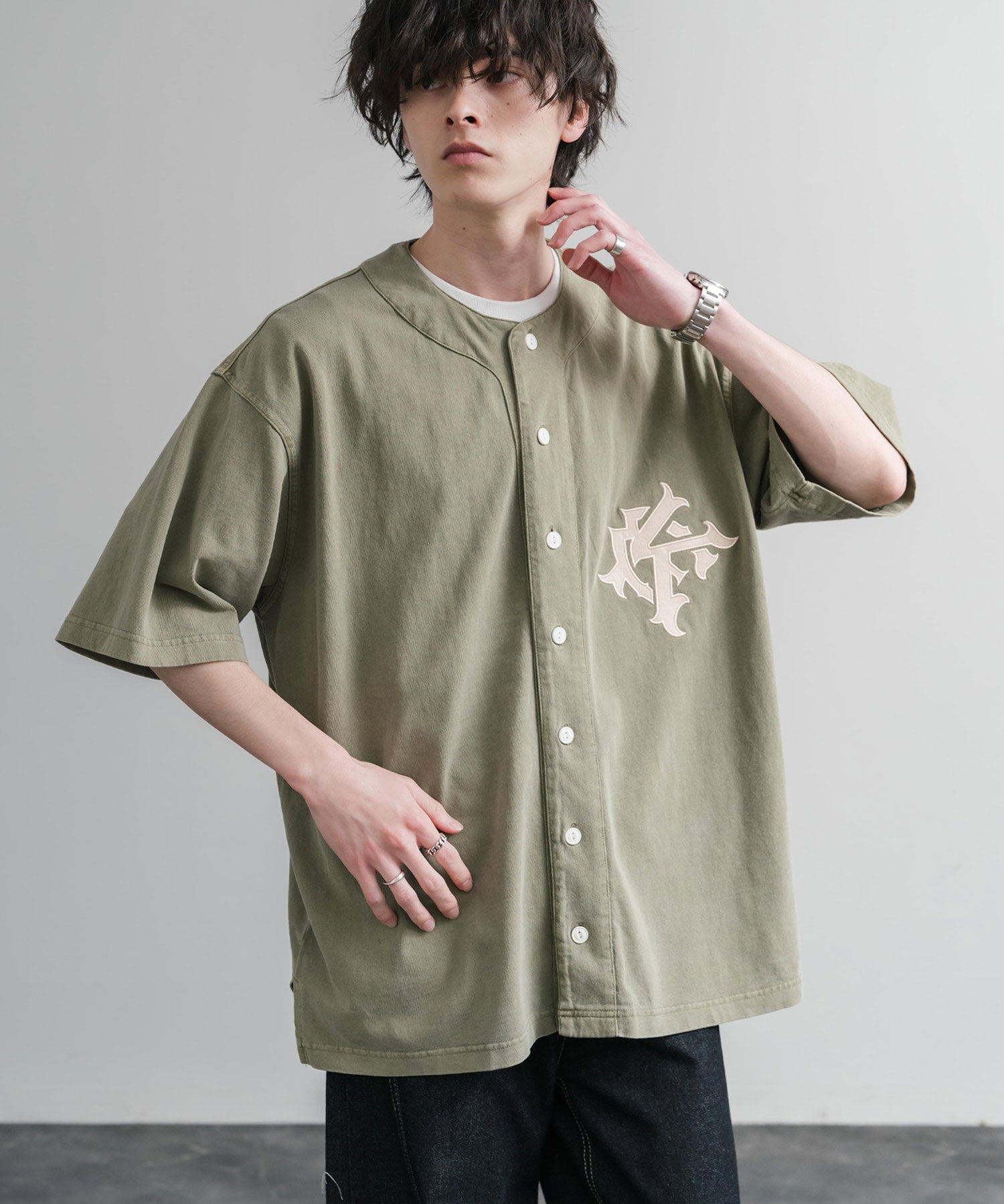 KRIFF MAYER クリフメイヤー ピグメント加工オーバーサイズベースボールシャツ 2547200 15908