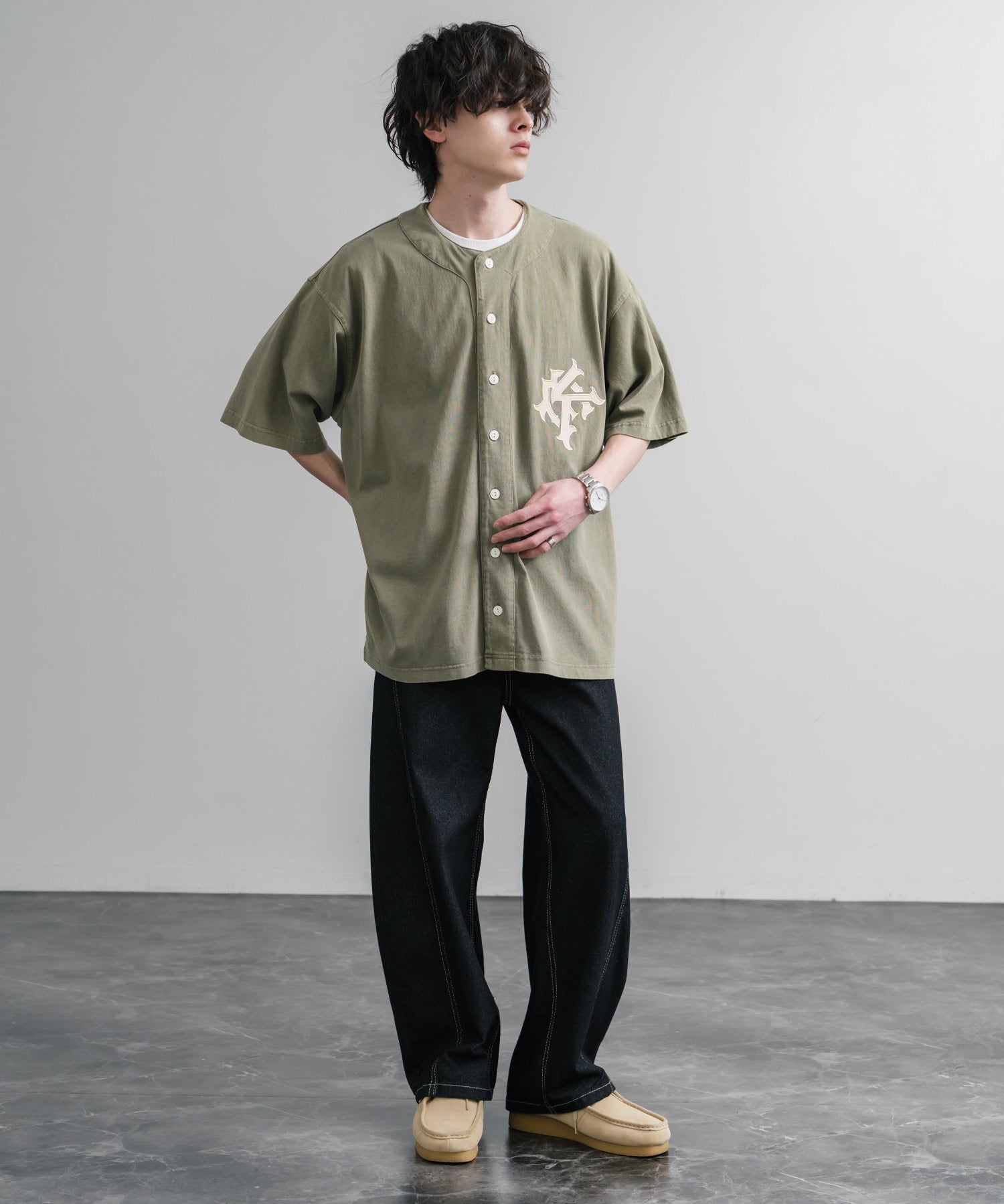 KRIFF MAYER クリフメイヤー ピグメント加工オーバーサイズベースボールシャツ 2547200 15908